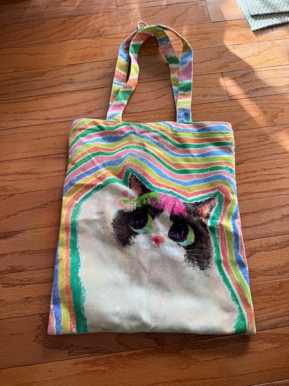 Colorful Rainbow Cat Tote Bag - Multicolor